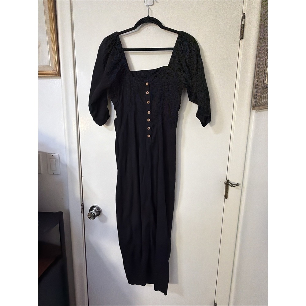 FREE PEOPLE Sz Small LOOKING STUNNING MIDI DRESS IN BLACK Rushed High Slit - Picture 5 of 9